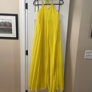 Yellow hater pleated maxi dress
